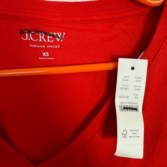 J.Crew Vintage Jersey Classic V-Neck Tee WMNS XS Red Short Sleeve Pullover BY361 - Picture 3 of 7